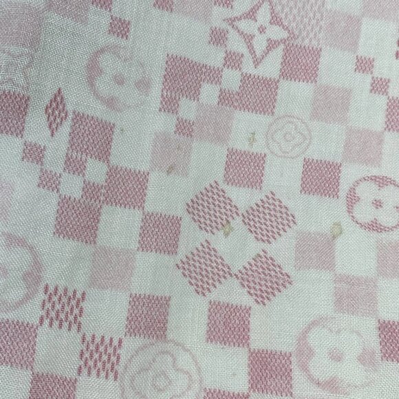 LOUIS VUITTON - Cream Light Pink Pink Unconfirmed Scarf Cashmere Silk 366-080725 - Picture 6 of 10